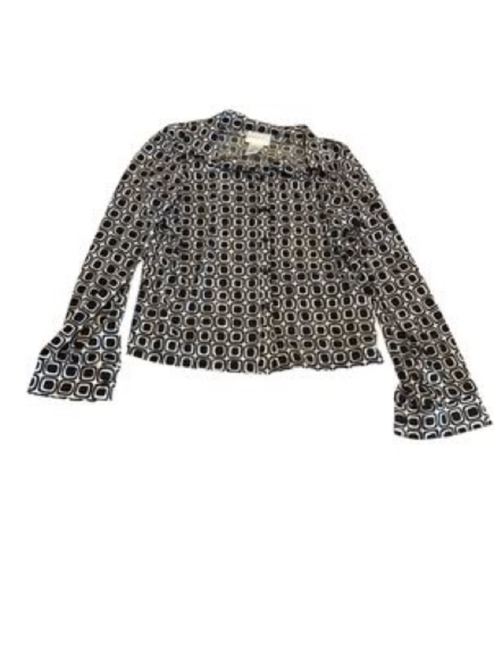 Worthington Black and White Geometric Print Blouse
